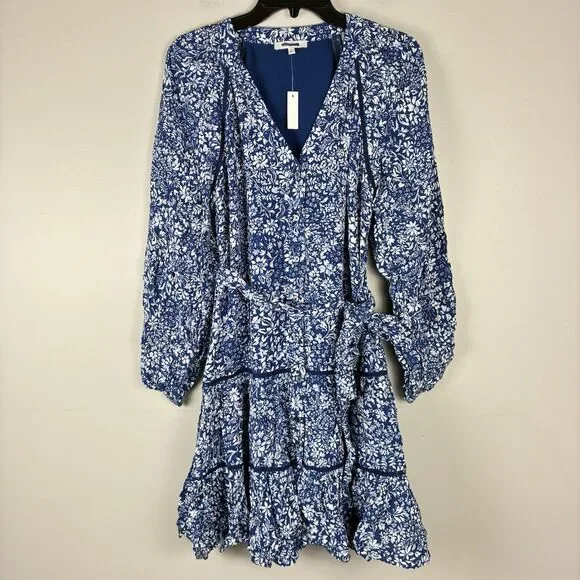 Madewell Tiered Dress Ditsy Floral Navy Womans Sz 6 Boho Beachy NWT - Picture 2 of 9